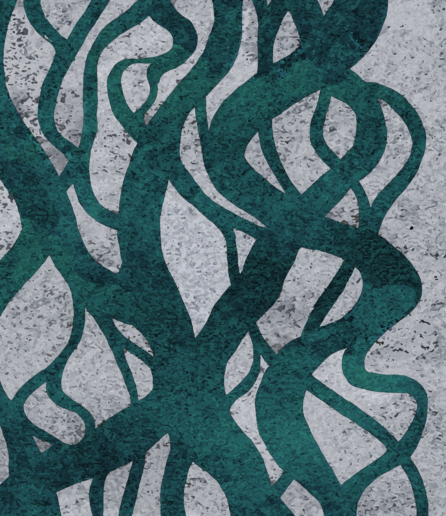 teal interwoven strands with grey background